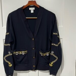 Vintage Tara Vanessa Nautical embroidered cardigan Sz M